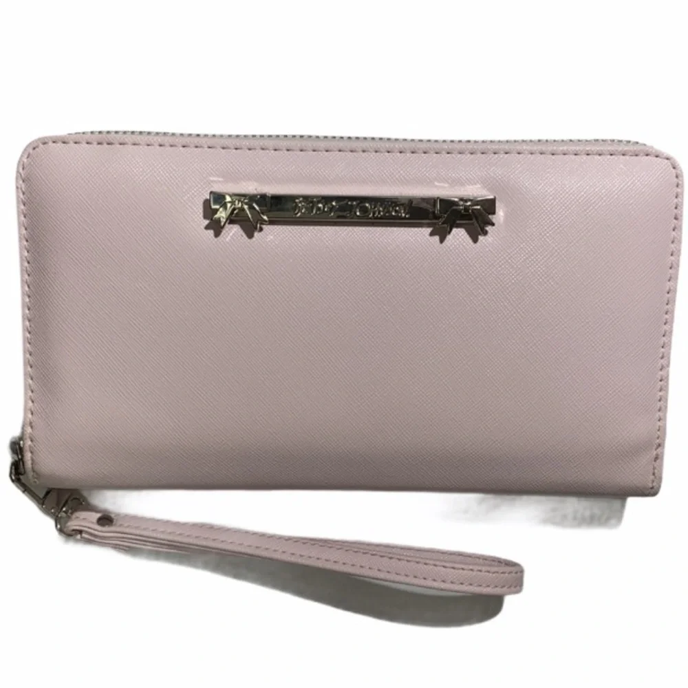 Betsy Johnson Bow Wallet Wristlet Delicate Pastel Pink Luxury Designer Purse
